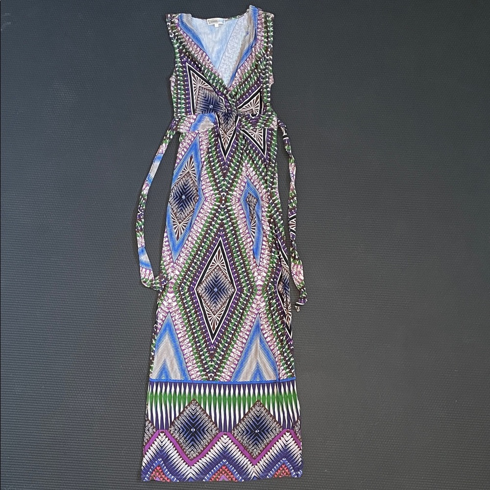 Temperance Sz S Boho Style Sleeveless Maxi Dress with Tie Waist
